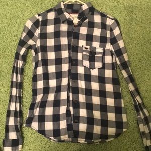 Abercrombie kids Navy and white plaid shirt